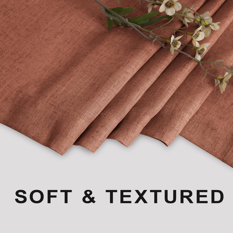 KOUFALL Rust Shower Curtain for Bathroom,Fabric Linen Boho Southwest Aztec Shower Curtain Set with Hooks,Terra Cotta Copper Clay - Image 5